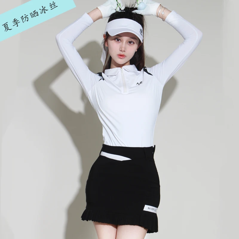Golf Women's Autumn Long Sleeved Slim Fit Wrinkle Resistant High-quality Fashion Short Skirt Outdoor Leisure Sports