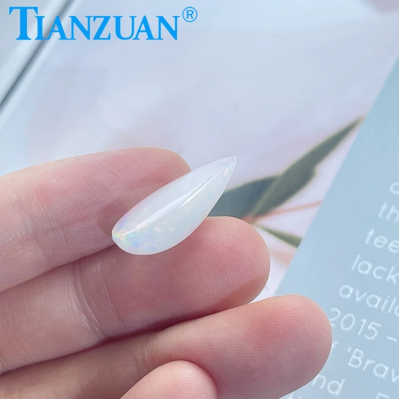 7.6CT Natural Opal Stone Pear Shape Flat Base Cabochon Opal Stones Semi-Precious Gems Beads For Jewelry