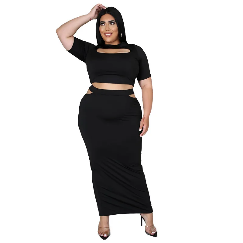 Plus Size Dresses Summer Suit Tight-fitting Skirt Sexy Soild Holiday Half Skirt Suit Tight-fitting Hip Sexy 2piece Suit