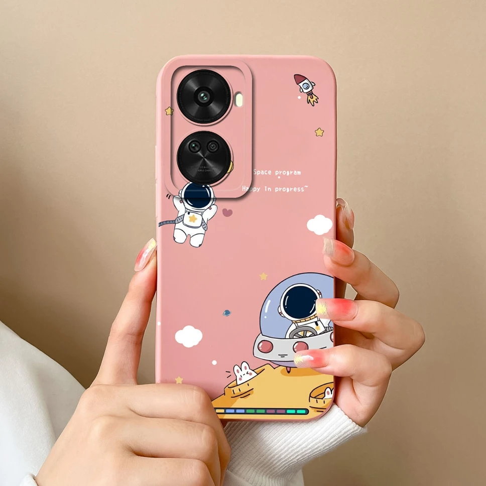 Lovely Cartoon Astronaut Liquid Silicone Shockproof Phone Case