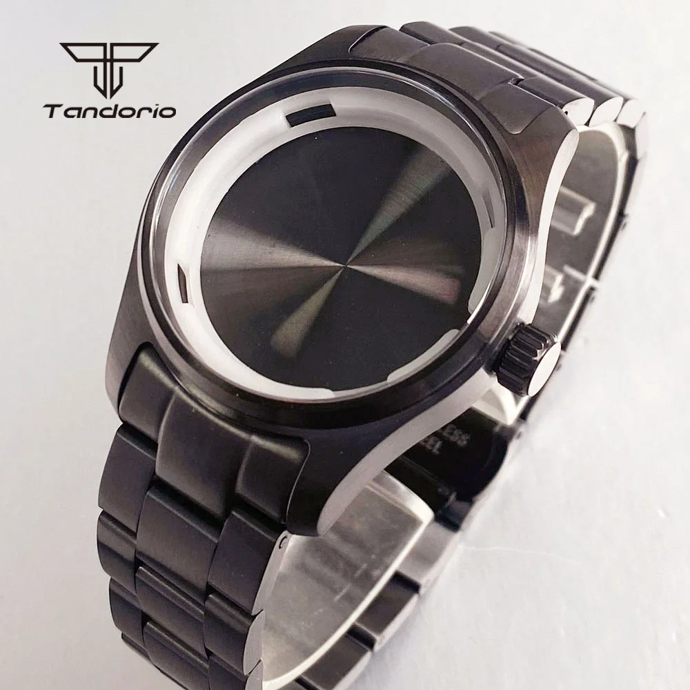 39MM Dive Black PVD Steel Pilot Watch Case+Band Sapphire Glass 20BAR Waterproof Fit NH35 NH36 NH38 NH34 ETA2824 PT5000 SW200