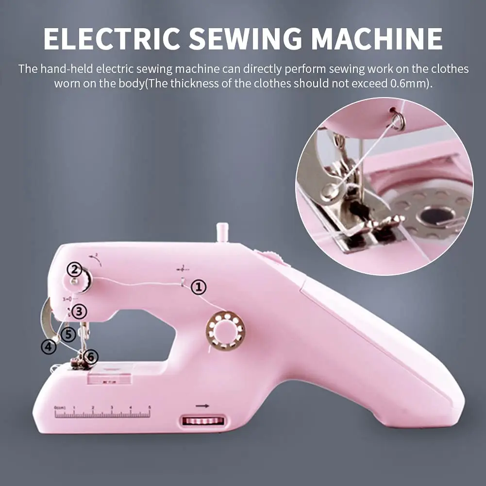 Pink Mini Sewing Machine Electric Sewing Portable Portable Cordless Fashion