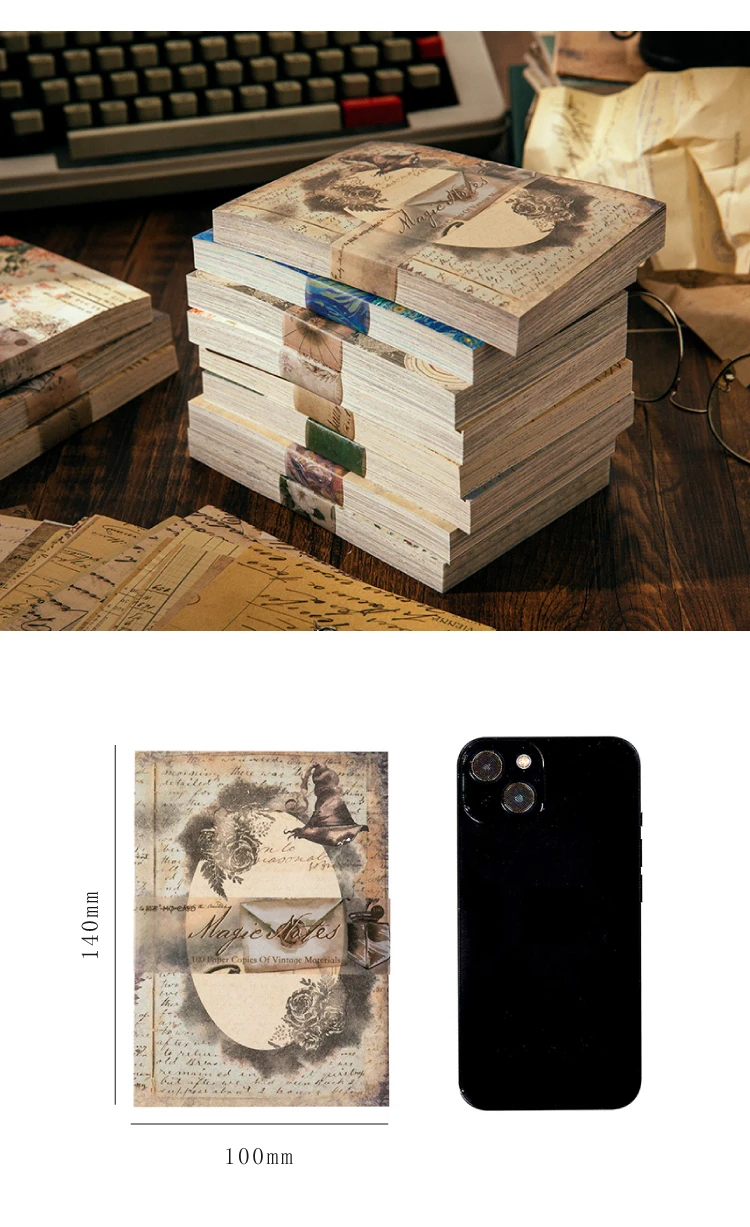 100 Stück Vintage-Material Tagebuch Album Hintergrundpapier DIY Dekoration farbiges Papier Scrapbooking Junk Journal Schreibwaren – Detail 22