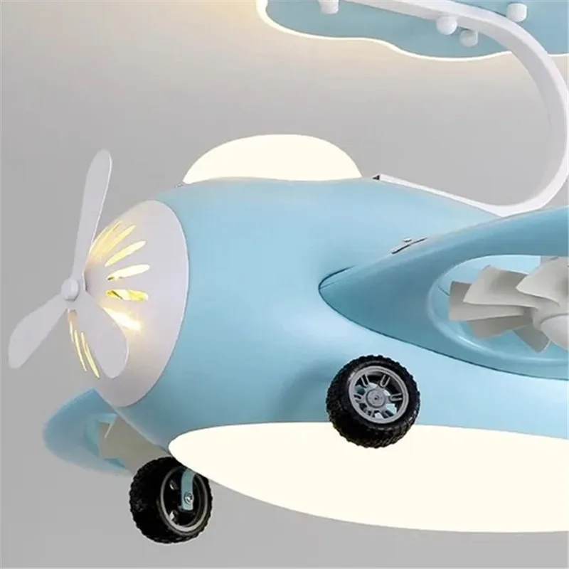 Airplane Ceiling fan with Lamp Creative Electric Fan Bedroom Lighting Eye Protection girl room decor cute pink lamp with fan