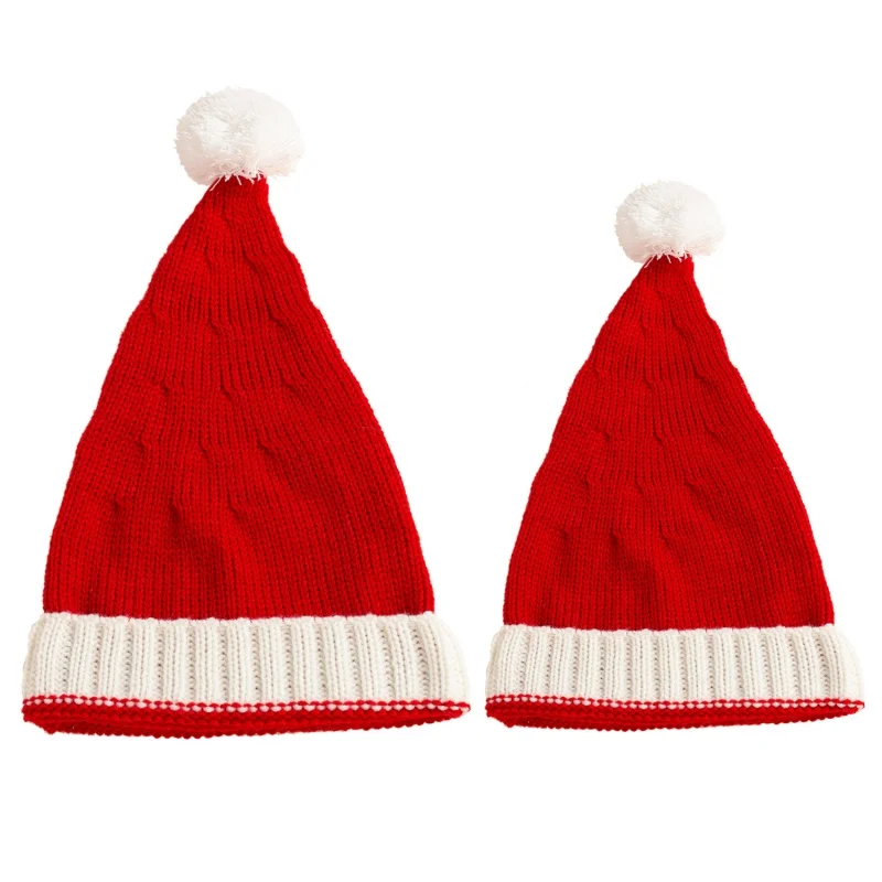 Description Picture 3 of itemCute Adult Kids Soft Beanie Santa Hat Christmas Knitted Hat New Year Party Kids Gift Navidad Noel Xmas Decoration 2022
