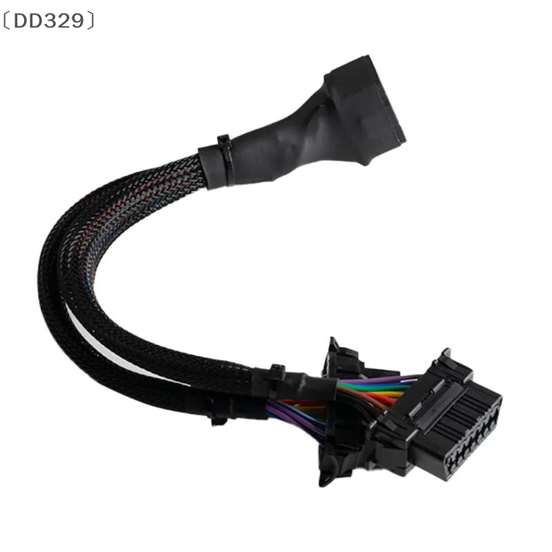 〔DD329〕OBD2 Male To Dual Female Elbow Extension Cable With 16pins Available To Connected 1 IN 2 Converted Extender Adapter