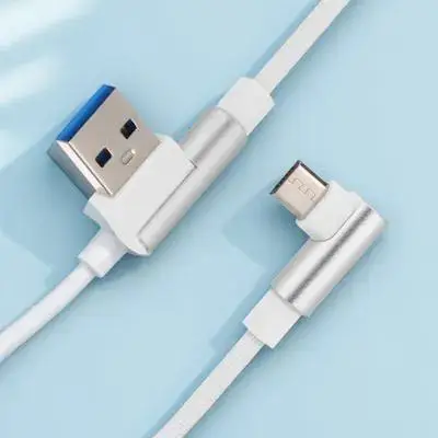 1M 마이크로 USB 코드 직각형 나일론 편조형 고속 데이터 케이블 호환 마이크로 USB 케이블