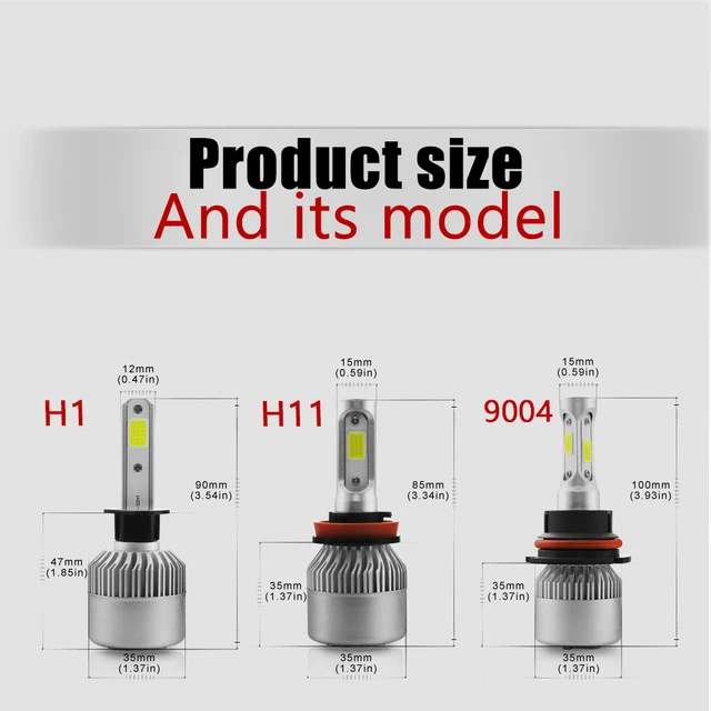 2PCS H1 H3 H4 H7 H11 H13 9004 9005 9006 9007 9012 880 COB 30000LM C6 LED  Car Headlights Spotlights Auto COB LED Headlight Light Bulb 6000K Lights