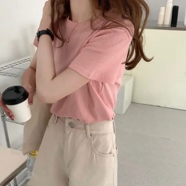 유럽 스타일의 독특하고 세련된 스레드 짧은 소매 티셔츠
