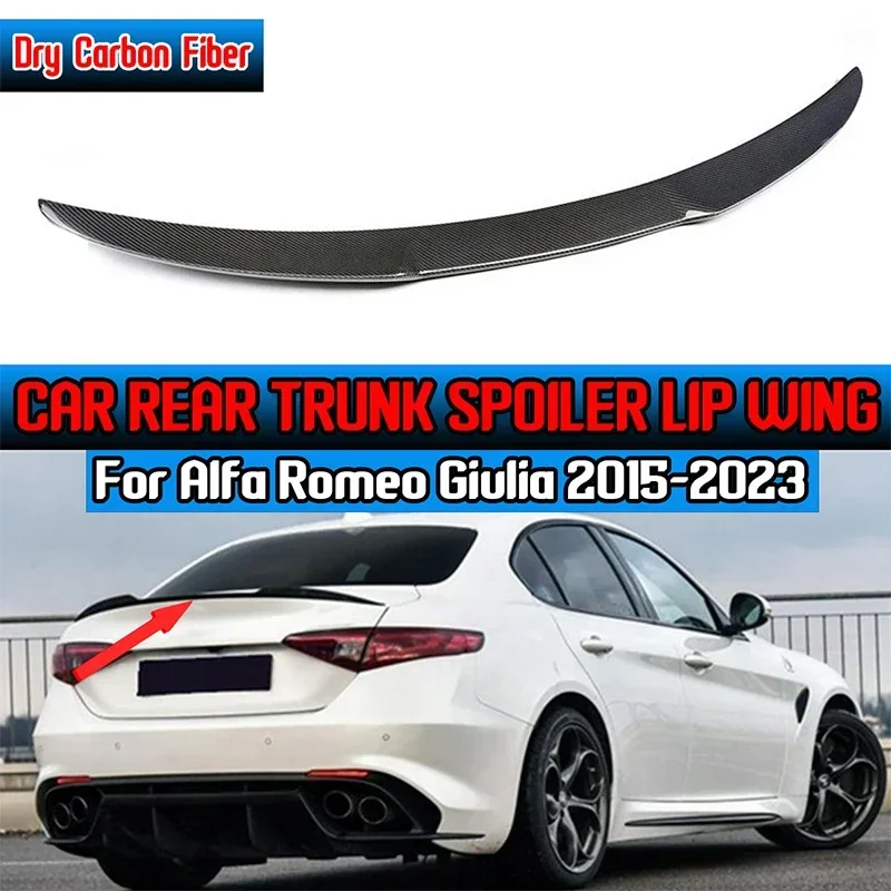 Dry Carbon Fiber Car Rear Trunk Boot Lip Spoiler Wing Lip Per Alfa Romeo Giulia 2015-2023 Oem Style Rear Trunk Spoiler Boot Wing