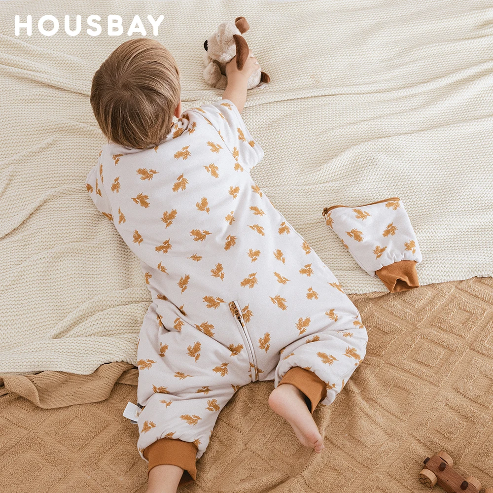 Sleeping Bag For Children 1-4 Years Neck Protection Warm Windproof 3 Zippers Design Removable Sleeves Baby Sleeping Bag 2.5Tog 3