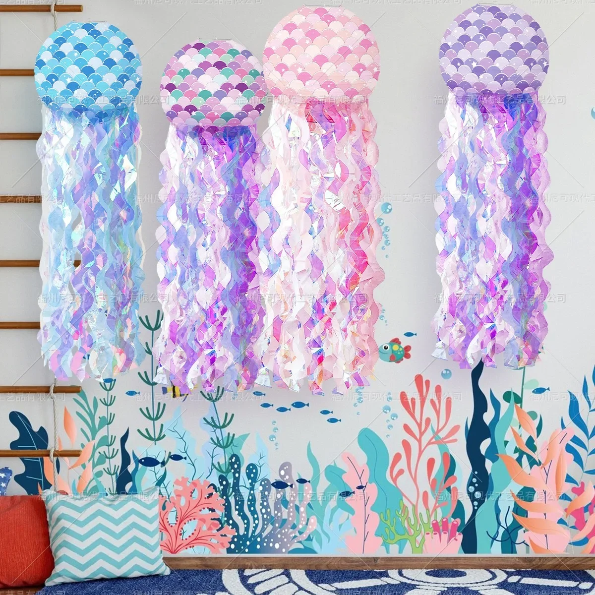 

Mermaid Jellyfish Paper Lantern Ocean Themed Lantern Decorations Under The Sea Girl Happy Little Mermaid Birthday Party Supplies