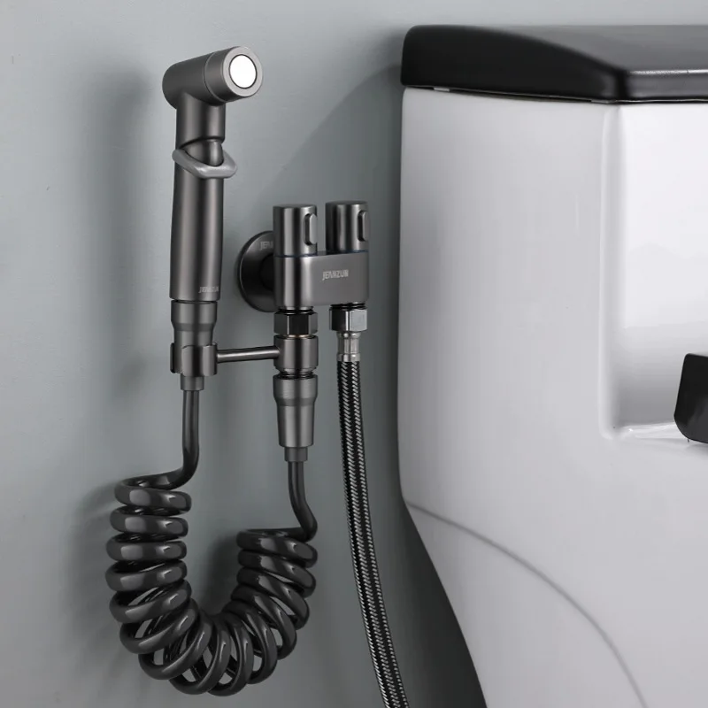 1-in-2-out Dual Control Valve, Double Control Mini Shower,Extra Long Hose High Pressure Bathroom Faucet Kit for Bidet And Shower 4