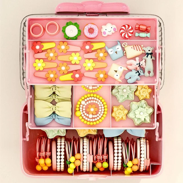 Three-Layer Hair Accessories Organizer Box for Girls Cute Jewelry Storage  Box