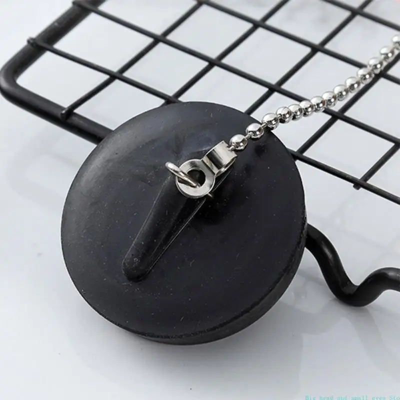 Universal Rubber Bath Plug with Chain Drain Stopper Handy Rubber Bath Plug for Kitchen & Bathroom Sinks 40mm Durable