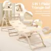 Medium Foldable Pikler Triangle Set with Sliding Ramp & Climbing Arch Ramp, 5-in-1Wooden Toddler Climbing Toys indoor 5