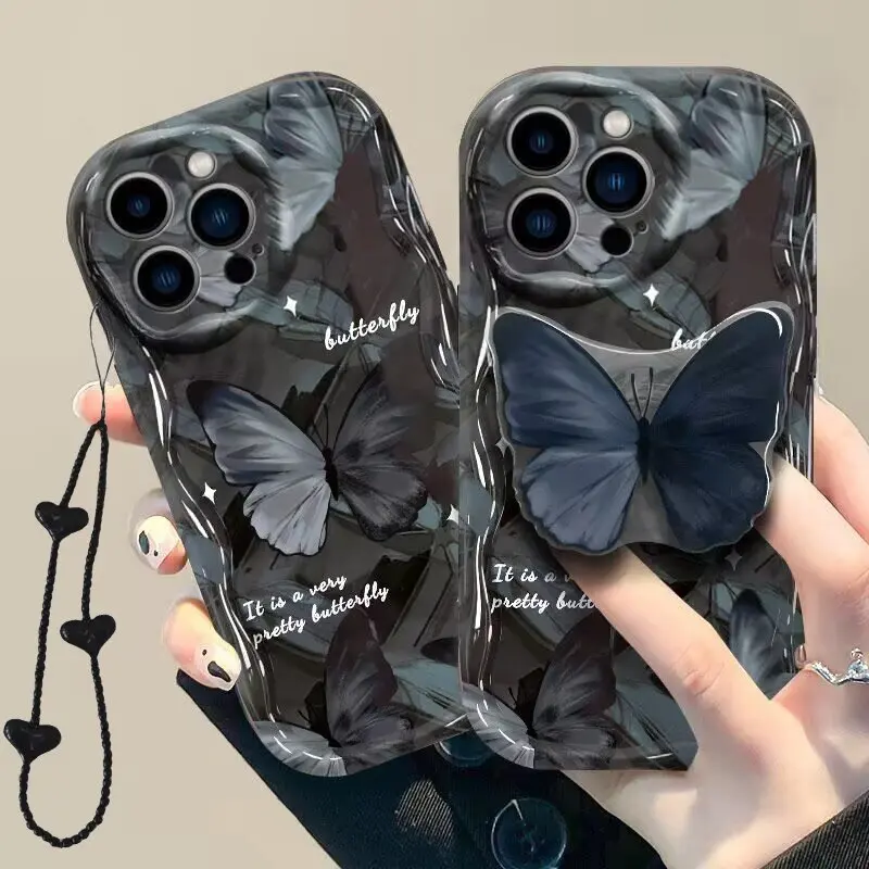 Butterfly Bracket Holder Case with Heart Chain Lanyard