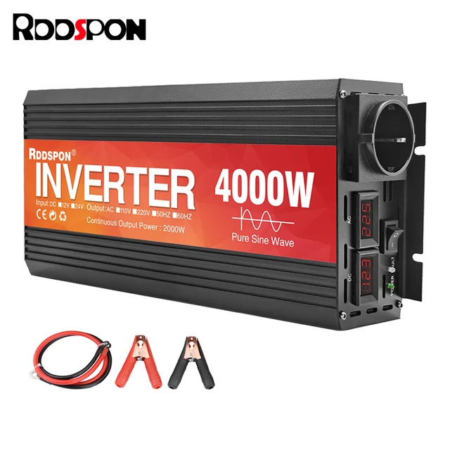 Power Invertorpure Sine Wave Inverter 3000w/4000w Dc 12v/24v To Ac 220v  50hz/60hz Eu Socket