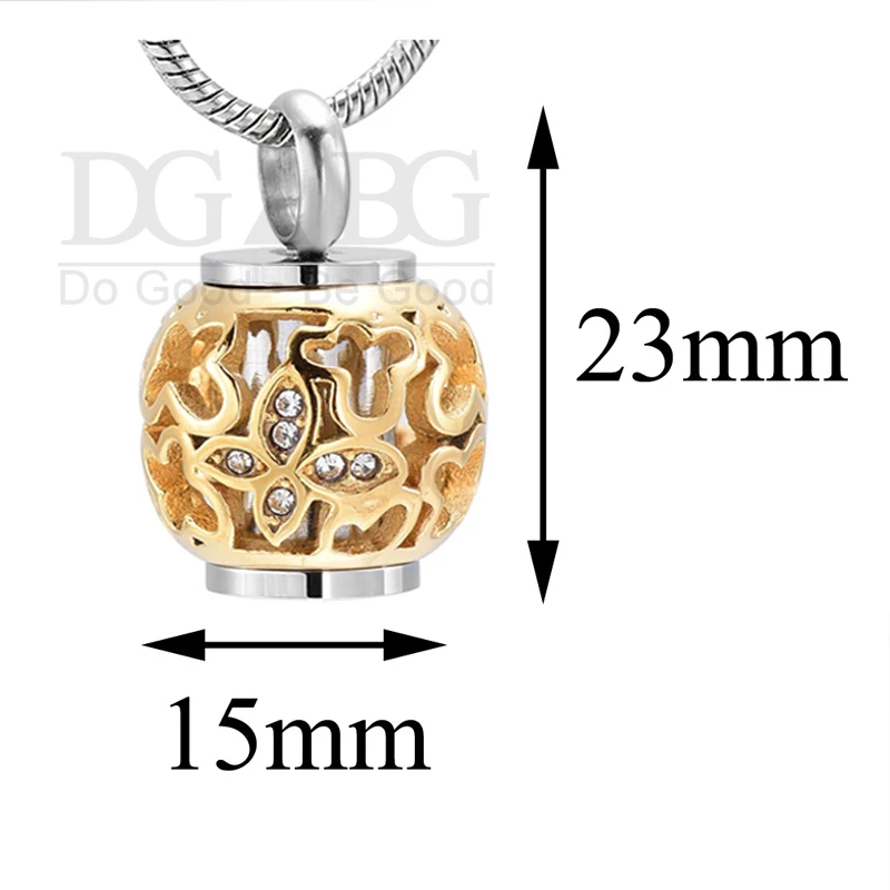Hollow Butterfly Memorial Necklace-Crystal Urn Cremation Jewelry for Pet Ashes, Forever in My Heart Keepsake Pendant Gift