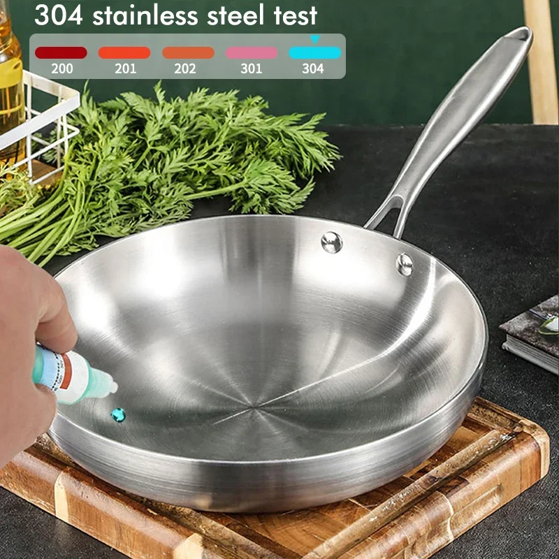 PDG1 304 Stainless Steel Non Stick Pan for Frying Steak Uncoated Kitchen Cookware Suitable for Gas Stoves and Induction Cookers 3