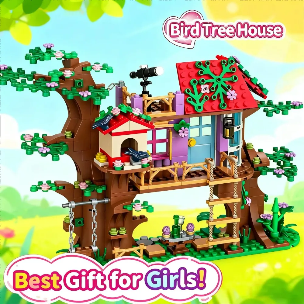 Secret Garden Treehoue Block Set - DIY Fairy Catle With Hidden Room & Swing, Imaginative Play Gift For Girl And_voghion.com