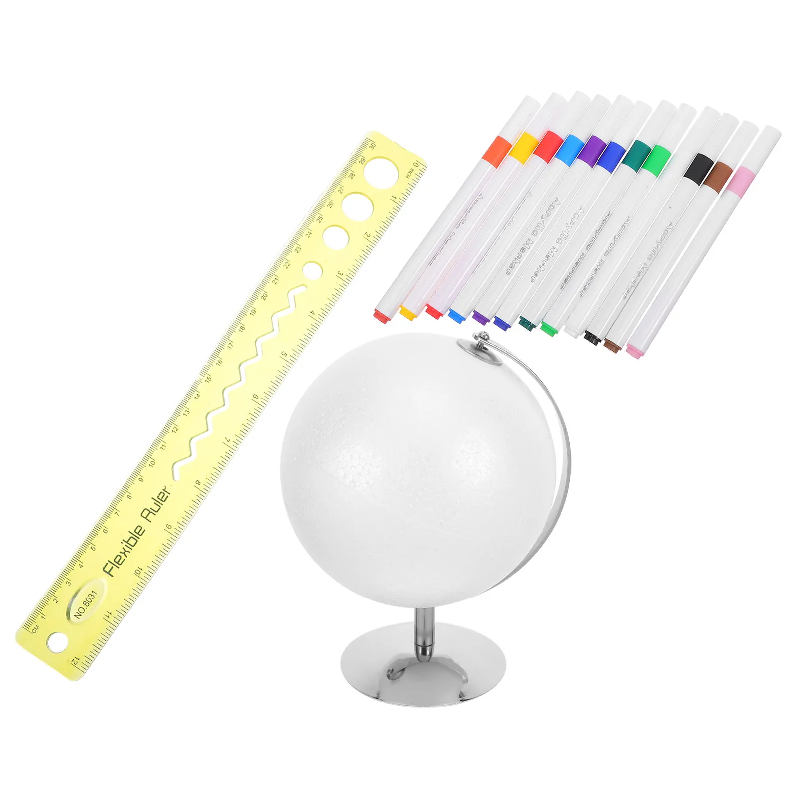 1 세트 페인트칠 가능한 빈 지구본 구체 15Cm 철 스탠드 DIY 지리 학습 키트 데스크탑 지구본 공예 교육 교실 홈