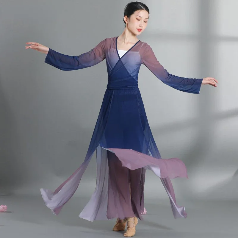 

Oriental Classical Dance Practice Clothes Female National Chinese Style Hanfu Yangko Stage Clothing Elegant Hanfu Dance Costume