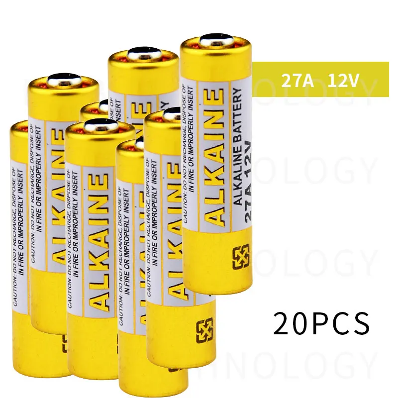 20pcs 27a 12v Dry Alkaline Battery 27ae 27mn A27 For Doorbell,car Alarm