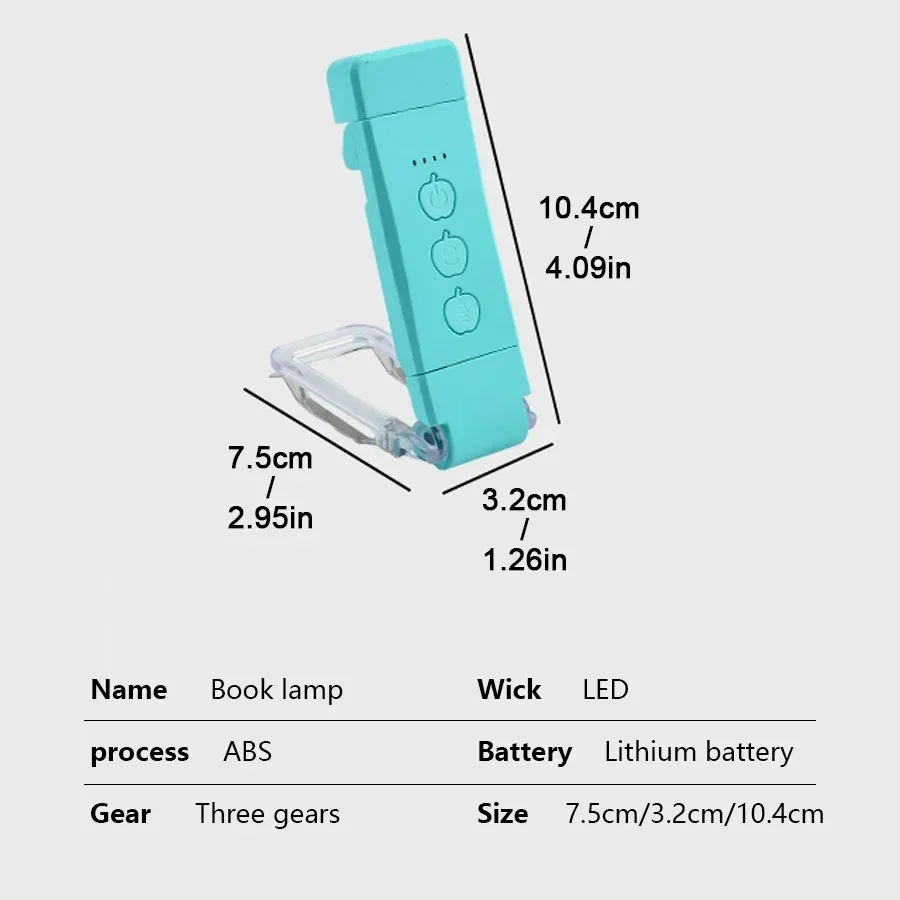 Book Light USB Rechargeable 3 Colors & 5 Brightness 1800K-6000K Reading Light Clip-on Read Lamp Bookmark Night Book Lamp