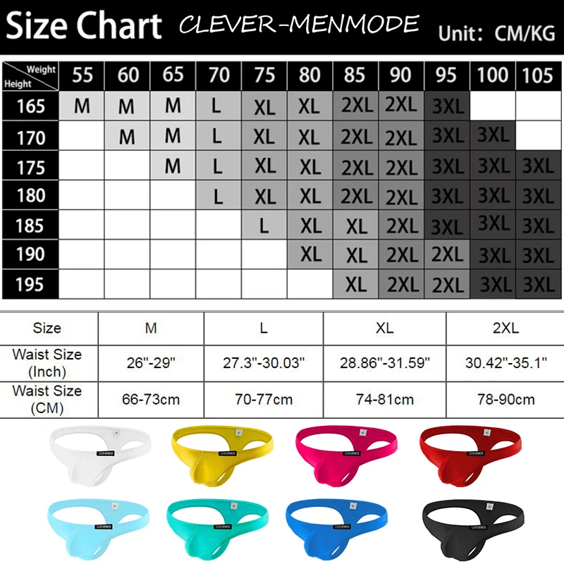 CLEVER-MENMODE Men's Sexy Cotton Low Rise Thong Ultra Thin G String T Back Lingerine Penis Pouch Micro Mini Brazilian Panties