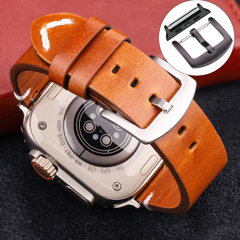 Handmade Vintage Leather Apple Watch Strap - Premium Accessories Watchband