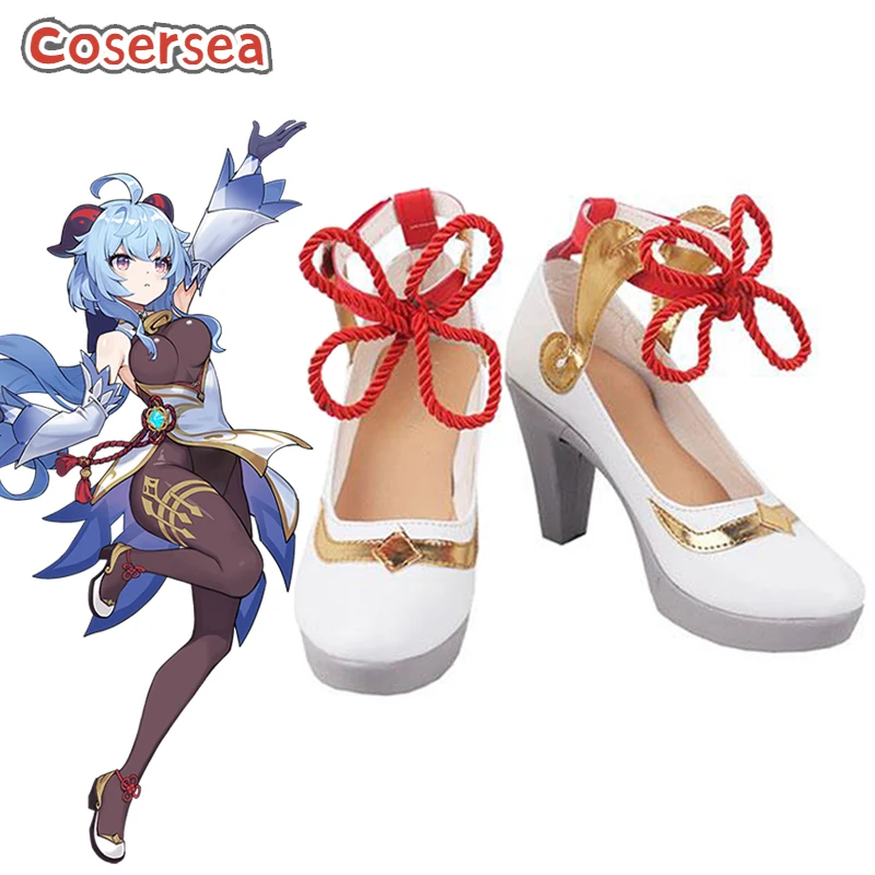 

Cosersea Game Genshin Impact Ganyu Cosplay Shoes Female Or Male White Mixed Blonde High Heels Shoe Women Halloween