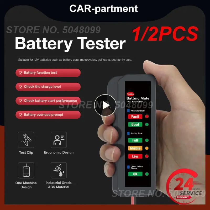 1/2Pcs Mini 12V Tester Per Batteria Per Auto Tester Per Alternatore Digitale 6Led Luci Rileva Display Strumento Per Auto Tester Per Batteria Automatic