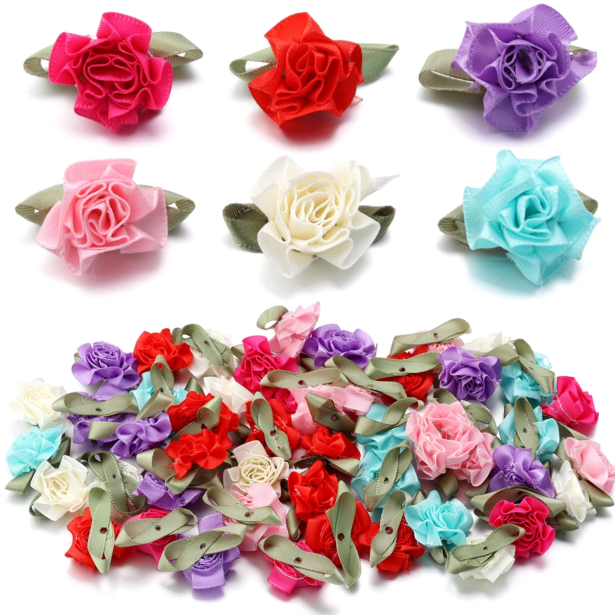 20 teile/los 3x4 cm Handgemachte Nelke Blume Satin Band Stoff Applikationen Für DIY Hochzeit Dekoration Handwerk Nähen Zubehör