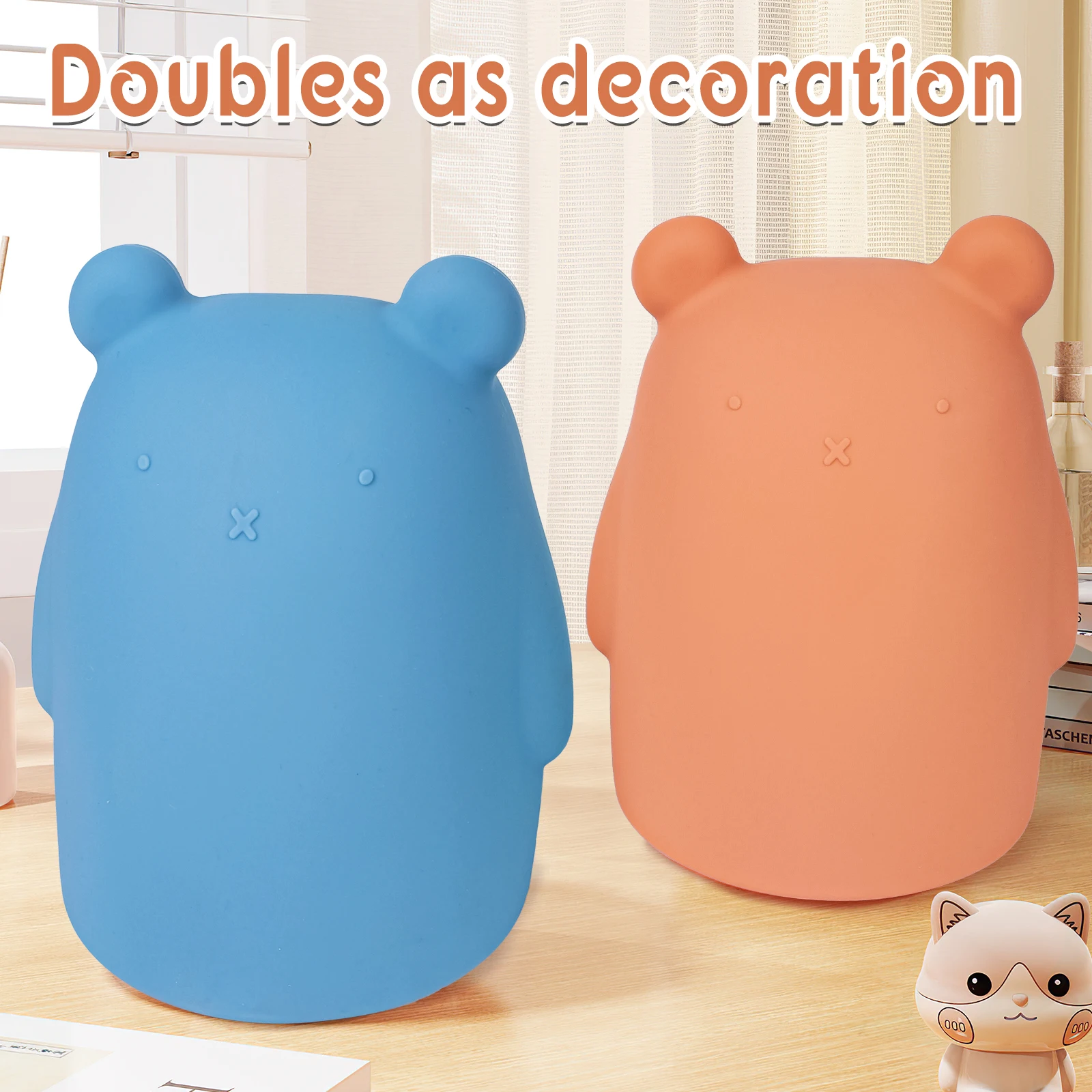 Baby Cute Silicone Saving Pot Money Box Bear Rabbit Coin Cash Collection Money Holder Gifts For Kids BPA-Free Silicone Box