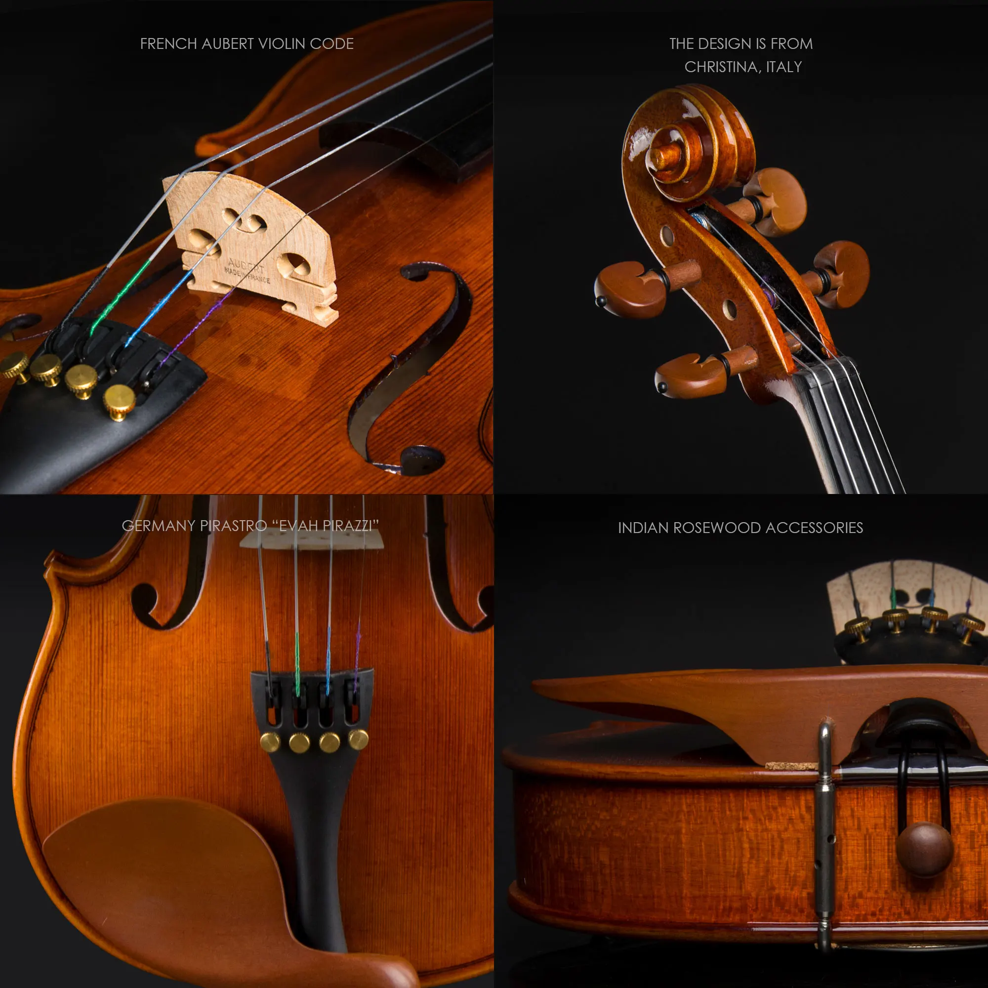 Christina Violin Model V04 for Beginner Available in 4/4-1/8 Sizes Solid Spruce Maple with Canvas Case