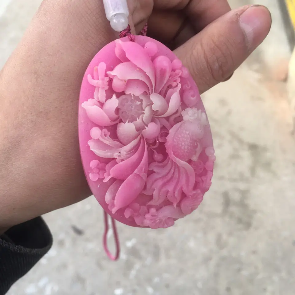 Peach Blossom Jade Natural Opal Sweater Chain Women Fashion Pendant Jewelry
