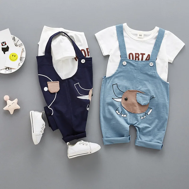Summer Toddler Baby Boys Clothes Short Sleeve Cotton T-shirt& Overalls For Infant Boy Casual Clothing Costume Kids Tracksuit kids clothing set kids t shirt
