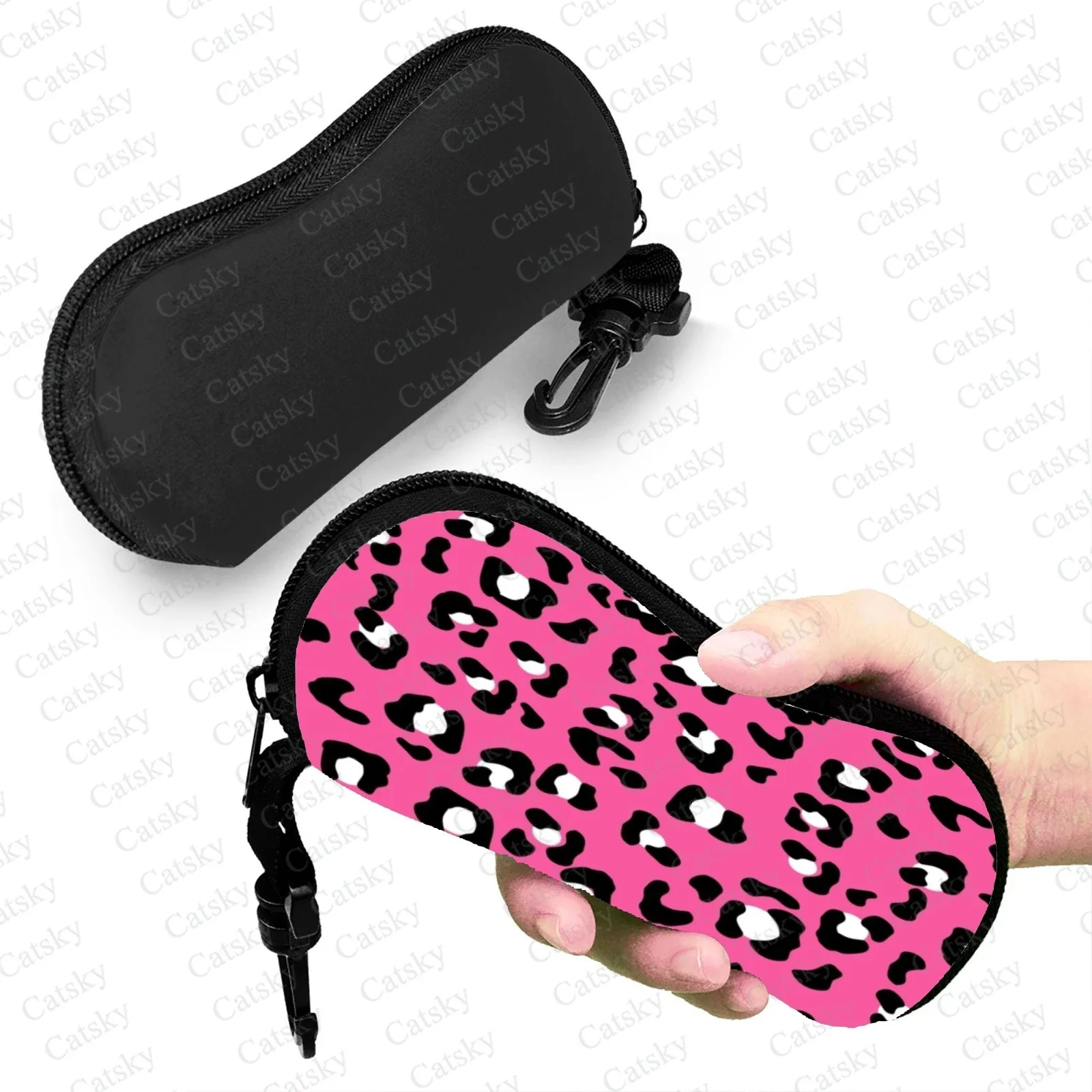 

leopard print Glasses case zipper sunglasses bag travel printed soft shell storage glasses case for men and women