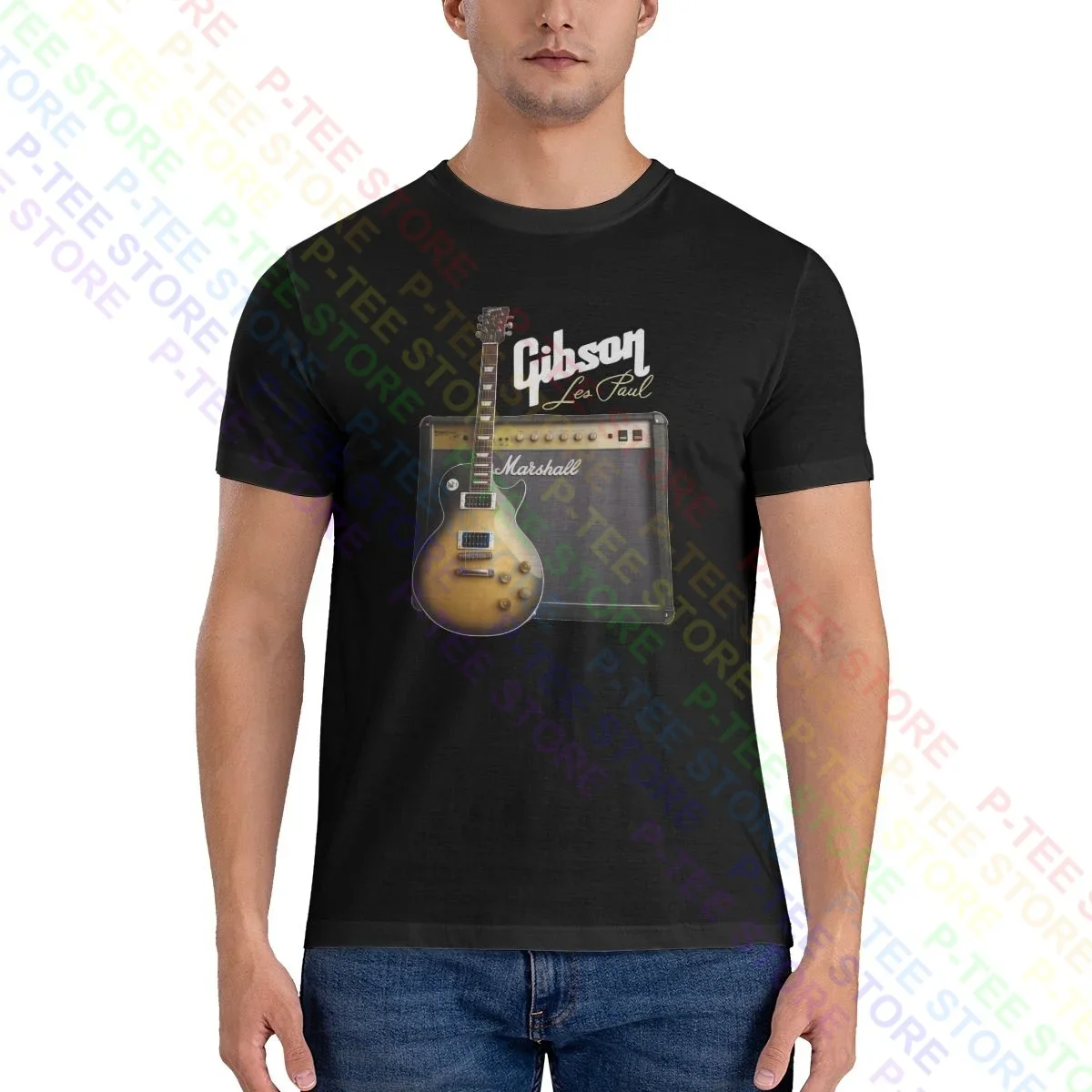 Gibson Les Paul Guitar Shirt T-Shirt Gift Trendy Splicing All-Match Tee