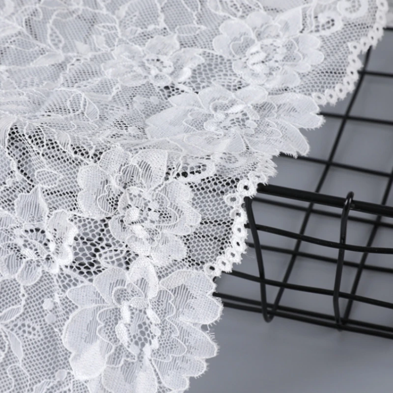 Lace Fabric Lace Garment Accessories Lace Sewing Supplies Lace Sewing Accessories Lace Accessories Lace Decoration 3Yards 20cm width Elastic Lace Fabric DIY Crafts Sewing Decoration Accessories For Garments Elastic Lace Trim White Black