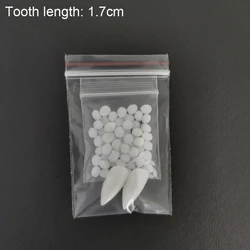 Spooky Halloween Vampire Teeth Decoration Kit with Resin Fangs and Adhesive - Perfect for Cosplay and Witchy Decor (1.7cm)
