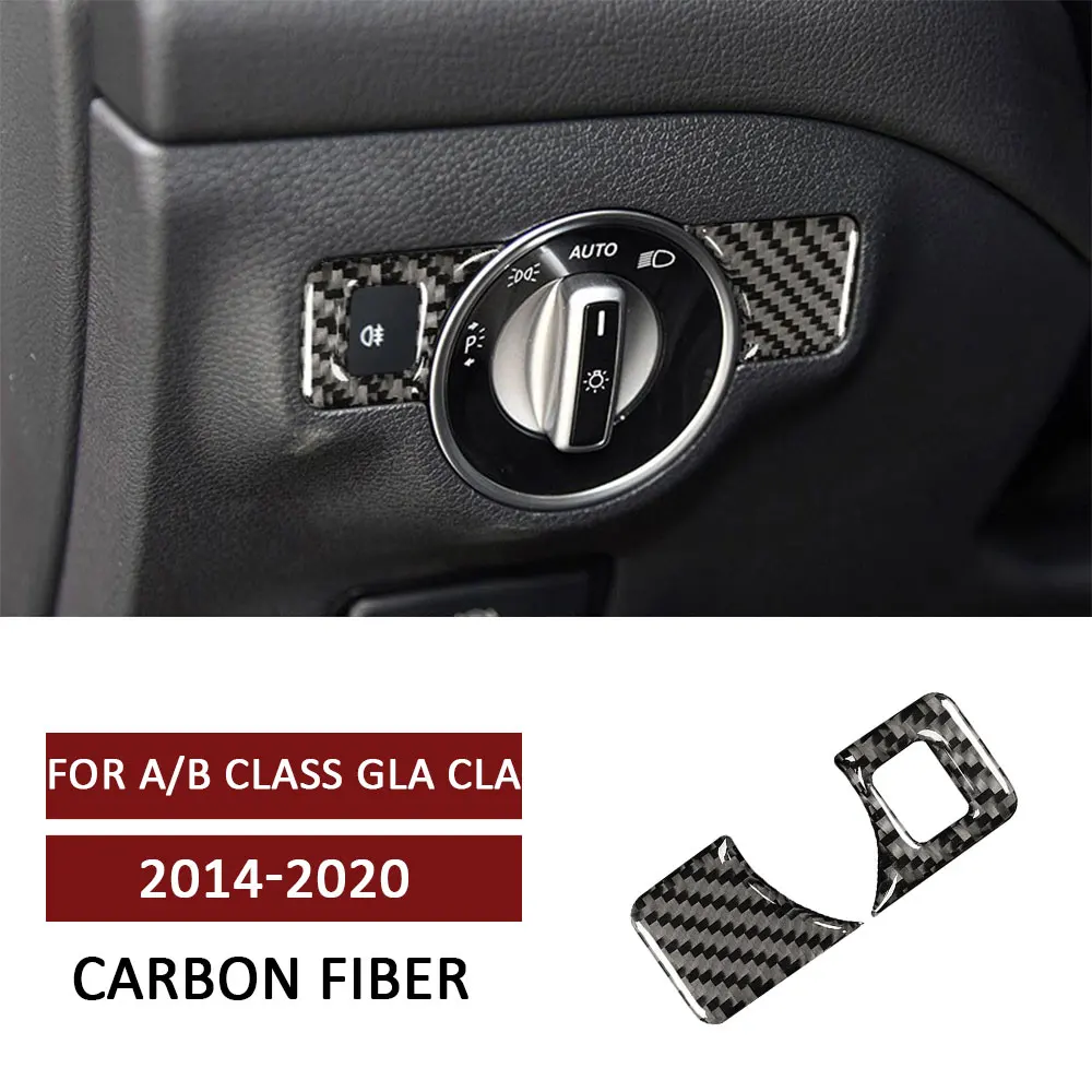 

Car Headlight Switch Frame Panel Trim Sticker for Mercedes Benz GLA CLA A/B Class 2014-2020 Carbon Fiber Auto Accessories