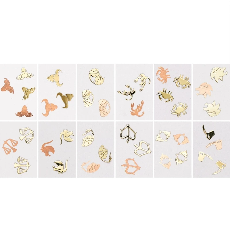 600Pieces Constellations Nail Art Charms 3D Alloy Metal Zodiac Sign Nail Tips Decorations Jewelry for Necklace Making