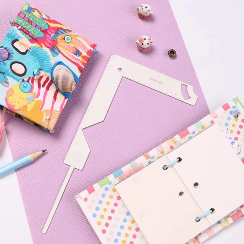 5-in-1 Book Cover Guide Stainless Steel Metal Bookbinding Cover Tool for Scribe Marking Album Notebook Scrapbooking Gauge Ruler bookbinding tool
