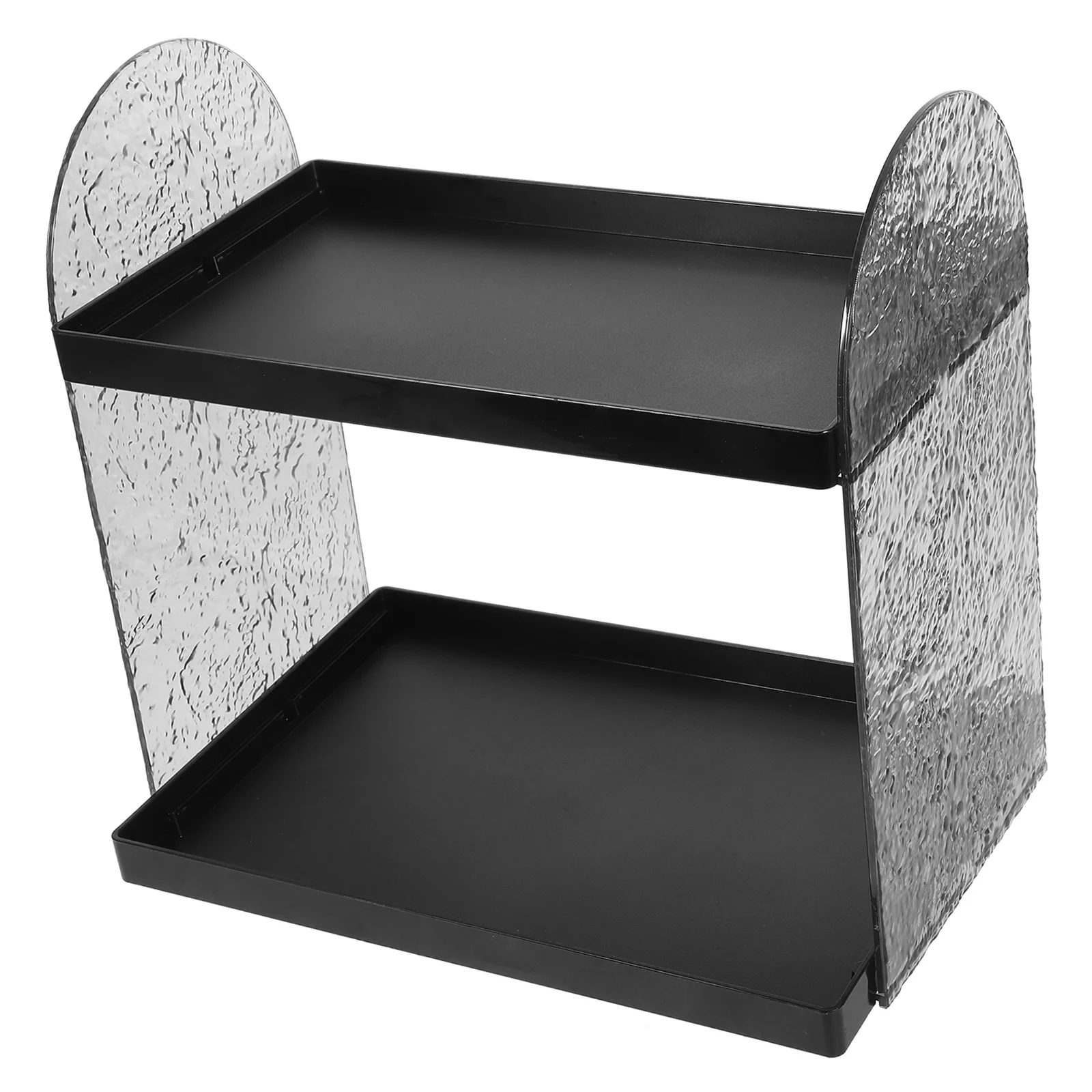 

Organizer Translucent Gray Counter Tray Standing Vanity Shelf Plastic Display Rack