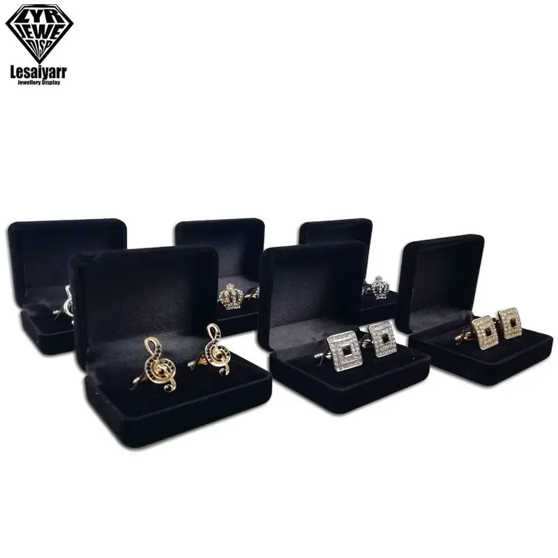 Schwarz PU Leder Geschenk Box für Manschettenknopfe manschettenknöpfe Lagerung Box Schmuck Manschette Links Geschenk Veranstalter Verpackung Box Fall