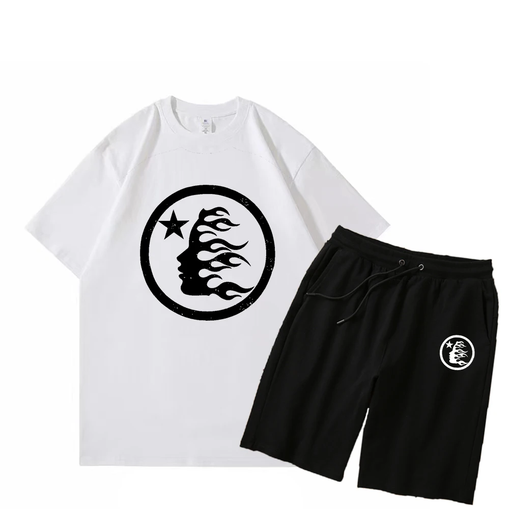

Fashion Street Men's High Quality Cotton Casual T-shirt and Shorts Set Basketball Sports Fitness Breathable Comfortable T-shirt