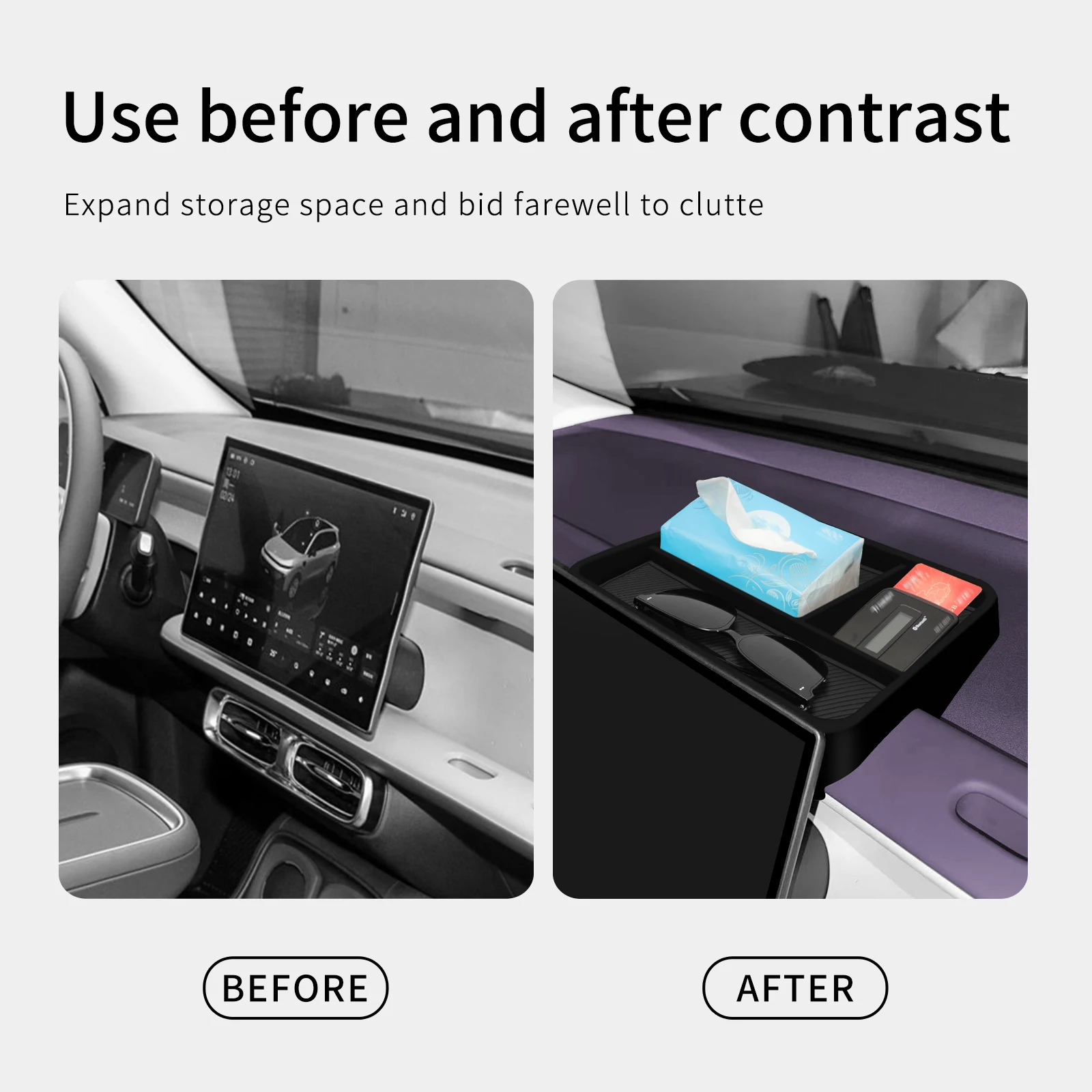 LUCKEASY für Leapmotor B10 2025 2026 Zentrale Steuerung Bildschirm Hinten Lagerung Box Auto Innen Zubehör Dashboard Ablage ABS – Detail 4