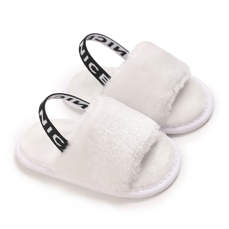 Fashionable Soft Classic Women's Baby Slippers Sandals Breathable Baby Fur Leather Shoes Simple Elastic Sandals Princess